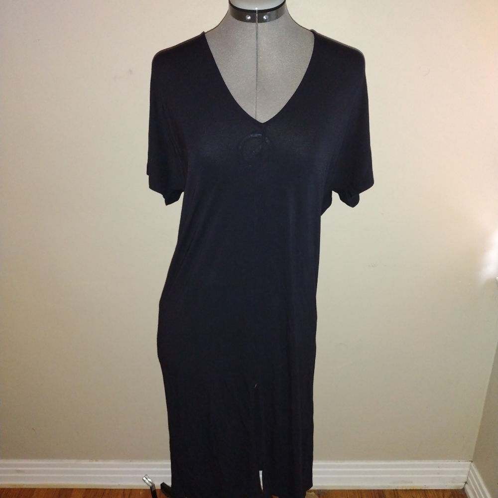 & Other Stories Navy Blue Slit Dress, & Other Stories Blue Slit Leg Dress